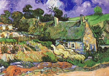Vincent Van Gogh Thatched Cottages at Cordeville china oil painting image